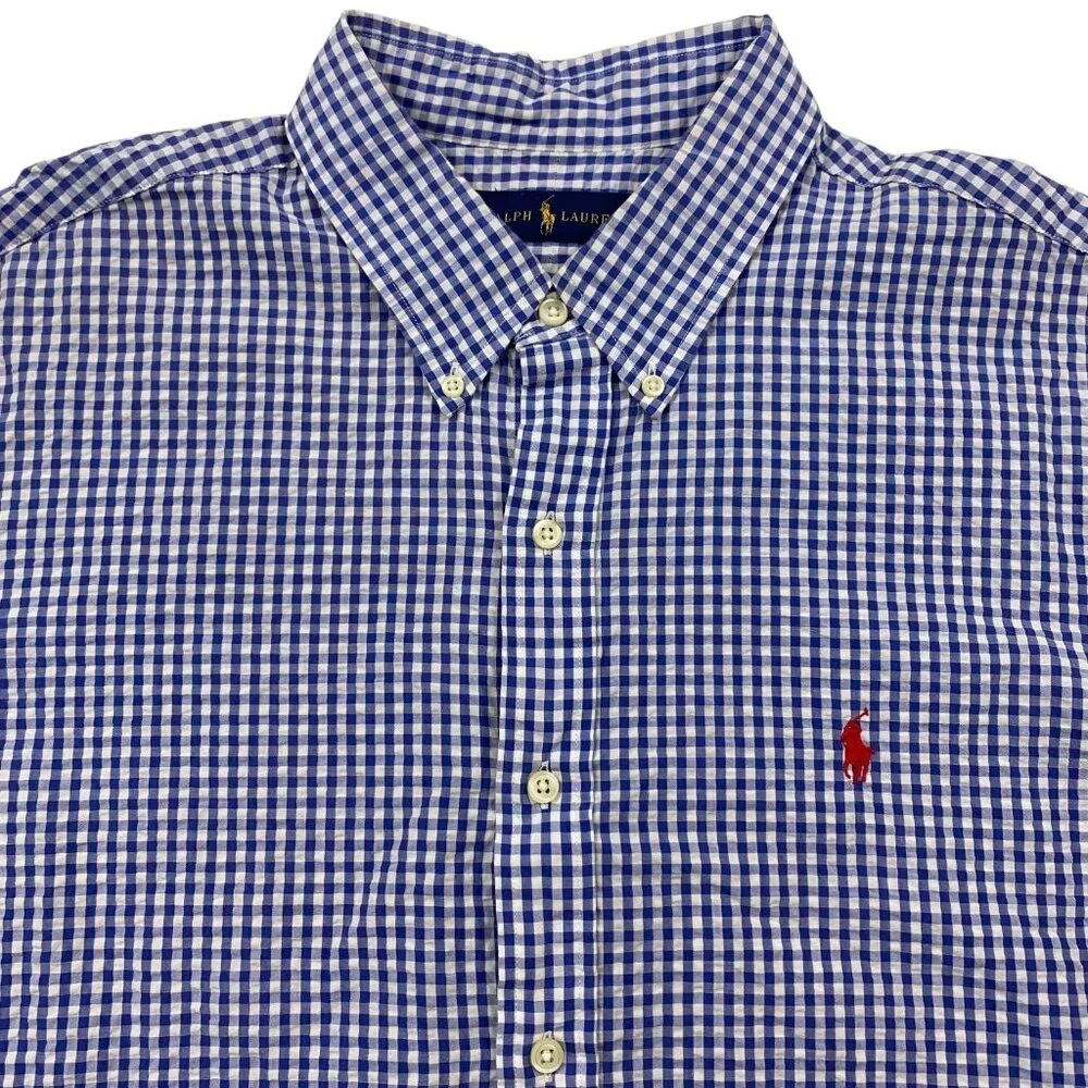 Ralph Lauren polo pony seersucker logo shirt Men's size XL